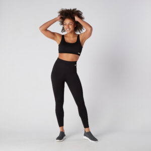Seamless Ribbed legging & Bra Set - Black