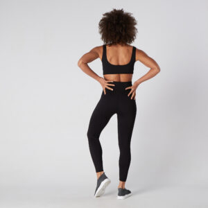 Seamless Ribbed legging & Bra Set - Black