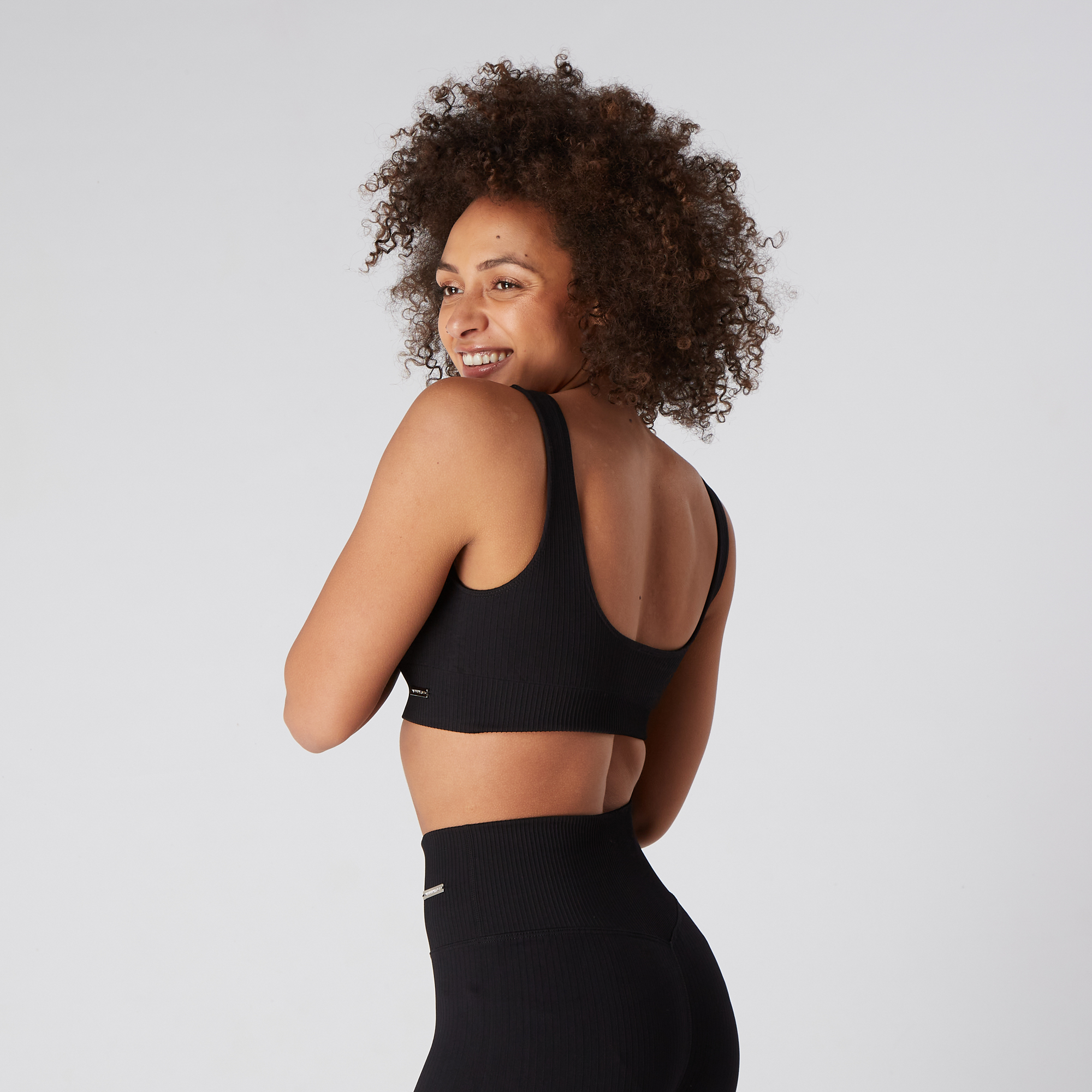 Seamless Ribbed Bra - Black - Image 7