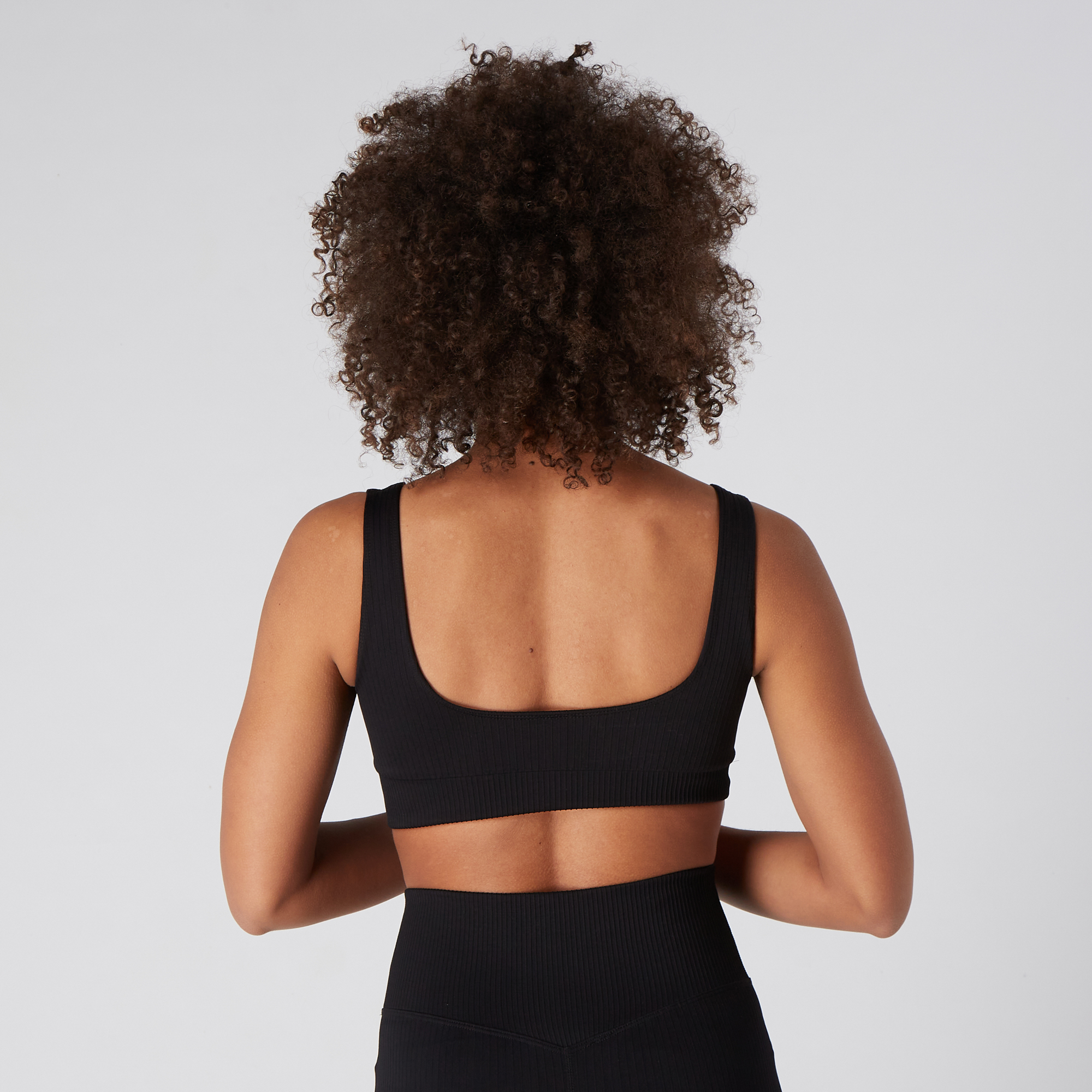 Seamless Ribbed Bra - Black - Image 8
