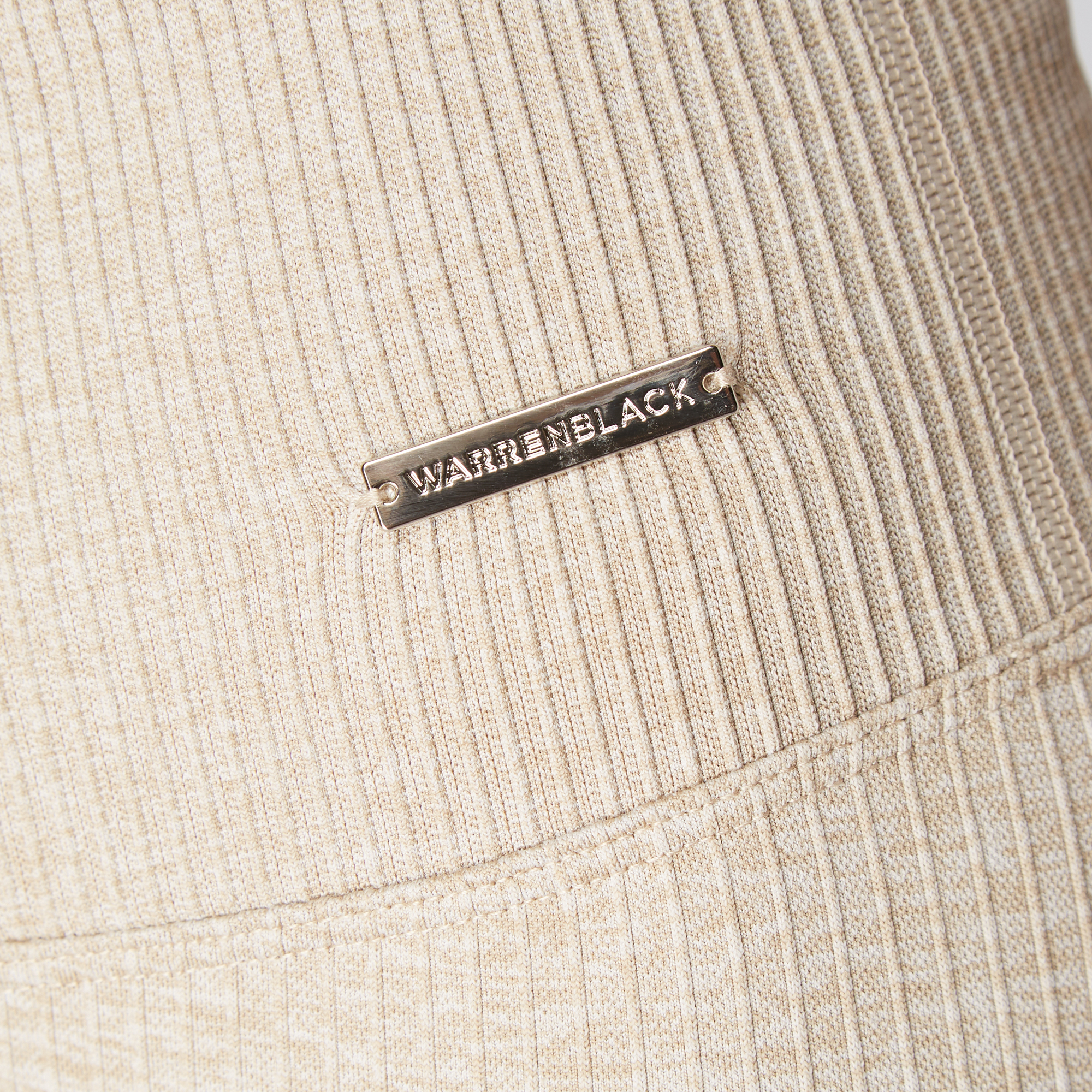 Seamless Ribbed Leggings - Beige - Image 2