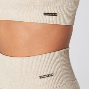 Seamless Ribbed legging & Bra Set - Beige