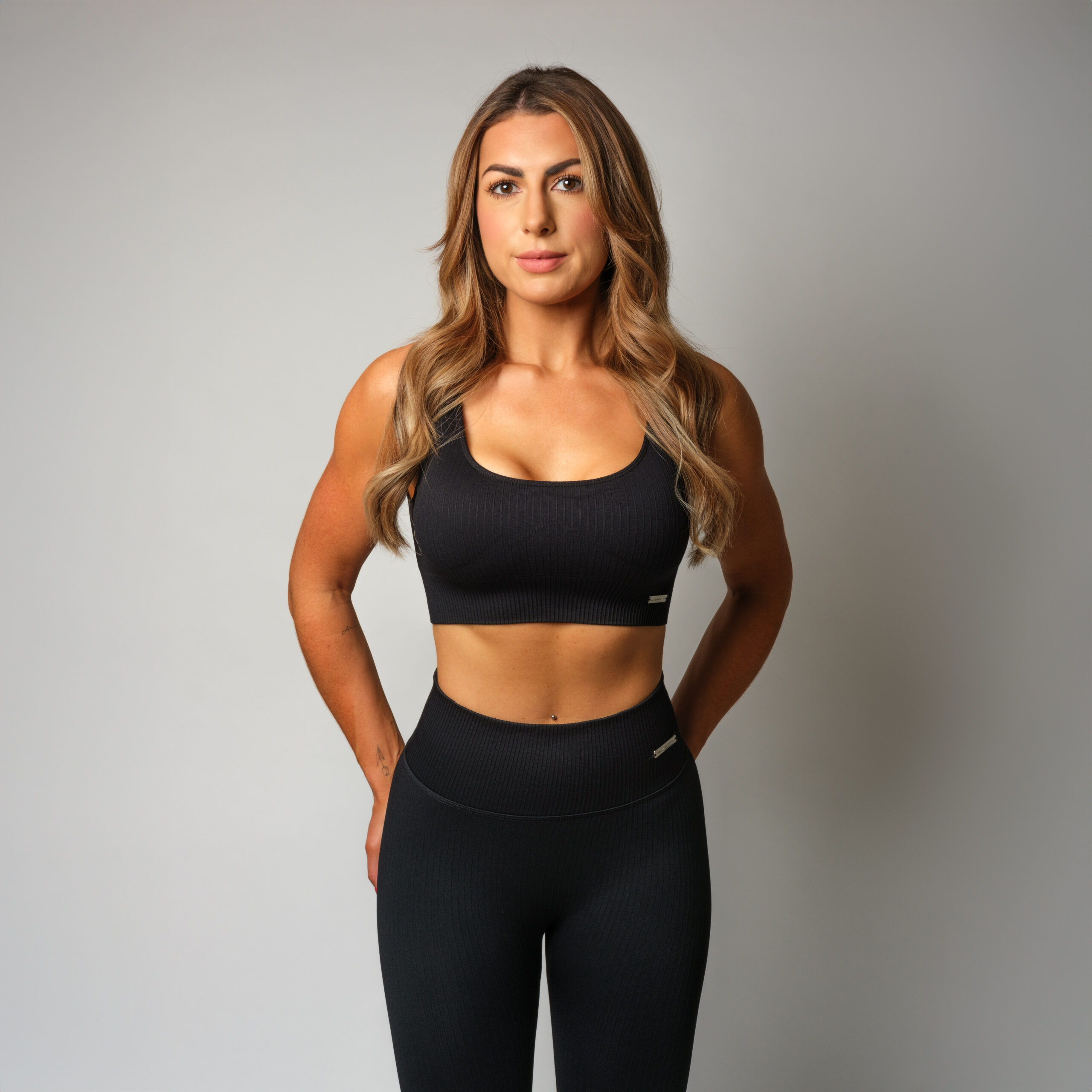 Seamless Ribbed Bra - Black - Image 2